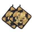 Carolines Treasures Carolines Treasures 8125PTHD Black & Gold Fleur De Lis New Orleans Pair of Pot Holders; 7.5 x 3 x 7.5 in. 8125PTHD